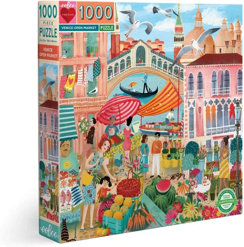 Miniatura 11 de eeBoo Berlin Life - Rompecabezas de 1000 piezas para adultos, cuadrado de 23 x 23 pulgadas, fabricado con tablero reciclado y tinta a base
