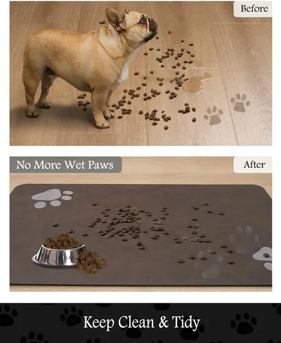 Miniatura 3 de Tapete de alimentación para mascotas, tapete absorbente para perros para cuencos de comida y agua, tapete dispensador de agua de secado rápido sin