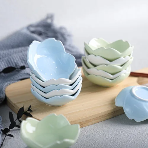 Miniatura 8 de WAIT FLY Hermosos platos de cerámica con forma de Sakura de 3 pulgadas, soportes para bolsas de té, platillo de ketchup / platos