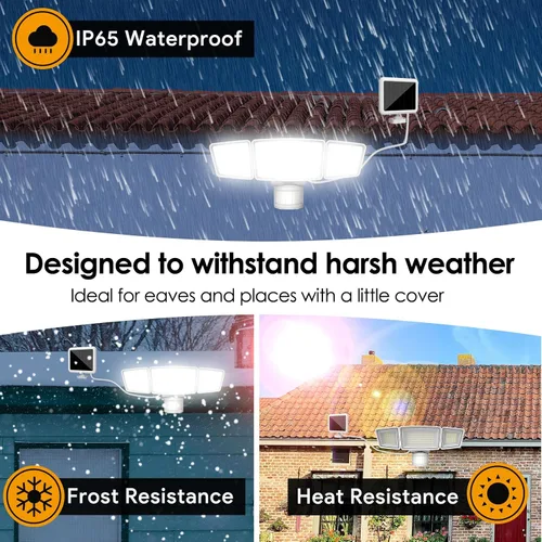Miniatura 3 de Energetic - Luces solares para exteriores, 1800 lm, 192 luces LED de seguridad con sensor de movimiento con control remoto, reflector impermeable