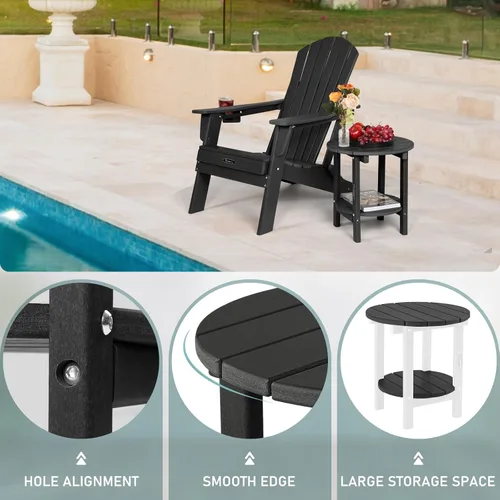 Miniatura 6 de FUNBERRY Mesa auxiliar Adirondack para exteriores, mesas auxiliares de patio de 2 niveles, HDPE para todo tipo de clima para exteriores