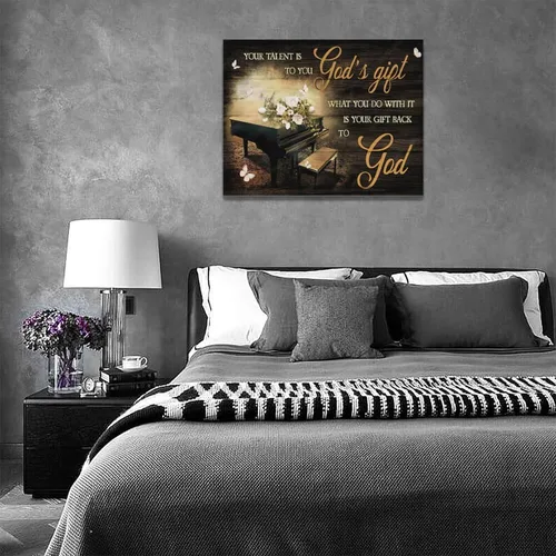 Miniatura 6 de eiffecho Decoración de Arte de Música de Piano para Pared Tu Talento Es el Regalo de Dios Pinturas para Pared Decoración Pianista Músico Regalo
