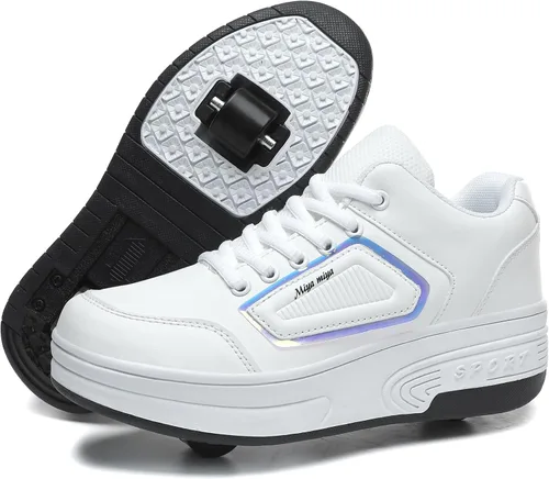 Miniatura 12 de Wooowyet - Zapatos con ruedas recargables para patinar para niños, unisex, con luces LED, moda