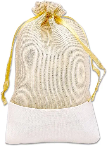 Miniatura 24 de TheDisplayGuys For Your Modern Living Paquete de 24 bolsas de regalo de lino y organza negra con cordones (XS 3 x 4), recuerdos de fiesta, muestras