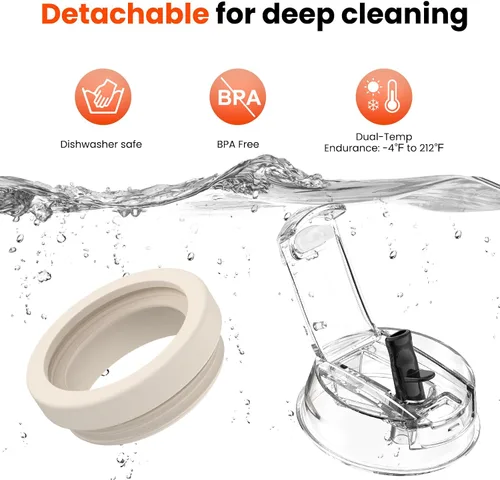 Miniatura 5 de Leakproof Flip Straw Lid Replacement for Stanley Quencher H2.0 Tumbler 40 OZ - Silicone Spill Proof Cup Top & Boot Set for Stanley, Dust-Proof Cover