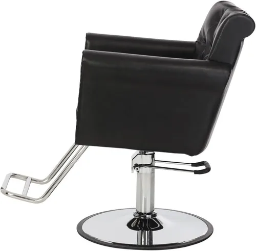 Miniatura 9 de Buy-Rite Chelsea - Silla de salón copetuda negra con ribete de clavos, cojín extraíble de 3.5 pulgadas, bomba hidráulica y brazos acolchados