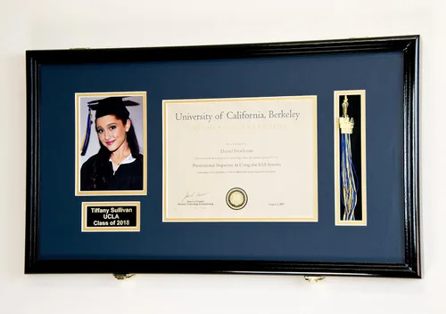 Miniatura 31 de Marco de diploma de graduación personalizado con borla, tapa de fotos grabado, vitrina para certificado de 11 x 8.5 pulgadas con colores Acabado