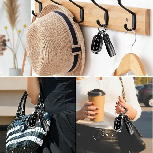 Miniatura 7 de Kit de llavero de automóvil, llavero de anillo en D antipérdida, giratorio de 360 grados con destornillador, adecuado para hombres y mujeres