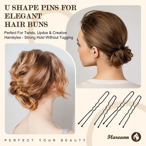 Miniatura 3 de Bobby Pins Set Negro – Kit de estilo para mujeres y niñas con alfileres, pasadores en espiral y clips a presión, ideal para updos, moños, looks
