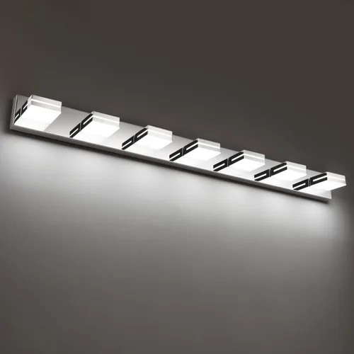 Miniatura 77 de SineRise - Lámpara LED para tocador de baño - Moderna lámpara de acrílico con acabado cromado para iluminación de pared sobre el espejo - 2 luces