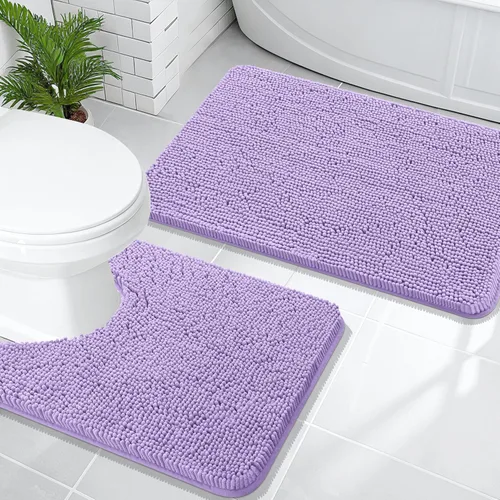 Miniatura 52 de OLANLY Juego de alfombras de baño de 2 piezas, alfombras de baño de chenilla suave y absorbente y alfombra de contorno en forma de U para inodoro