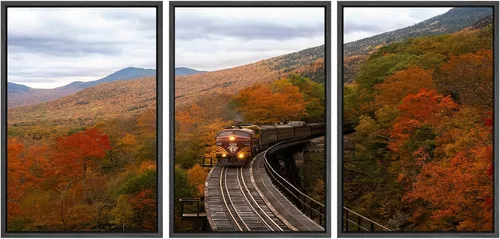 Miniatura 78 de SIGNWIN Lienzo enmarcado para pared, juego de arte nublado de tormenta, cielo, bosque otoñal, árboles, rústico, naturaleza, fotografía, realismo