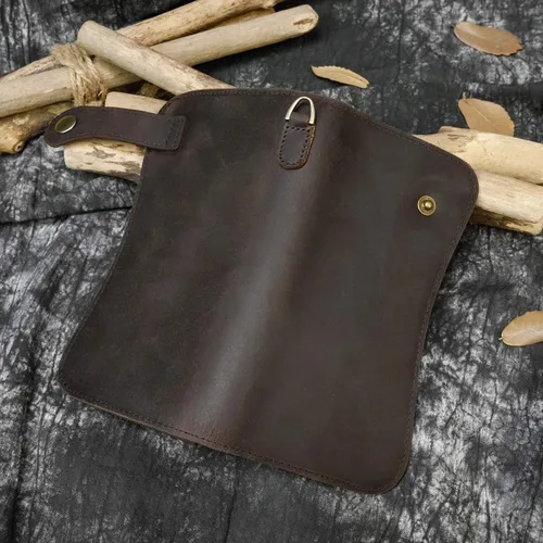 Miniatura 4 de Billetera larga de cuero genuino para hombre, cartera plegable grabada