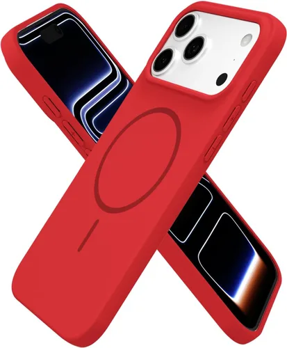 Miniatura 252 de oakxco Funda de silicona Mag Safe para iPhone 17 Pro Max, funda magnética delgada y fina compatible con carga inalámbrica MagSafe, bonita funda Negro