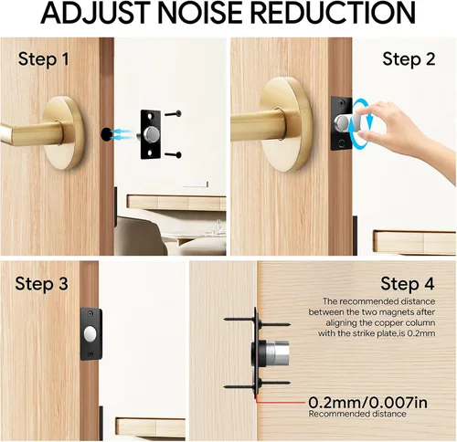 Miniatura 4 de Mousike Accesorios para atrapar bolas de puerta, cierre magnético oculto ajustable, placa de golpeo de acero inoxidable con fuerte succión, Negro