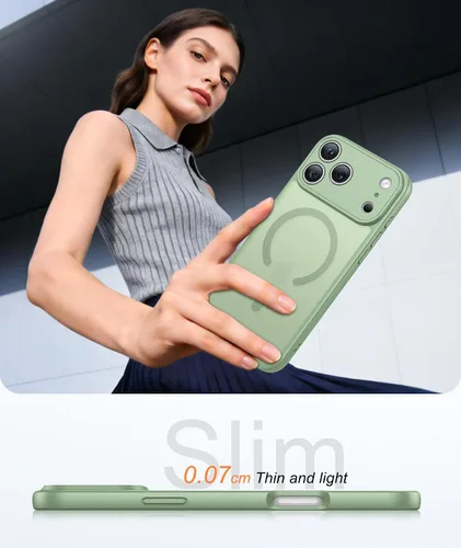 Miniatura 1033 de FNTCASE Funda para iPhone 17 Pro: Fundas delgadas translúcidas de color azul claro compatibles con MagSafe, protección completa de la cámara
