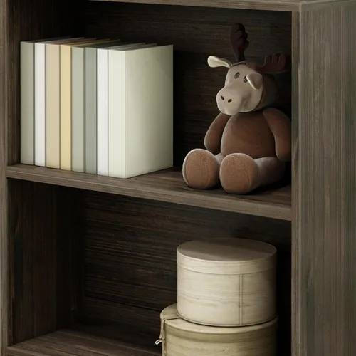 Miniatura 4 de Max & Lily Estantería moderna de 2 estantes, de madera maciza para dormitorio de niños, color marrón madera de granero Barnwood Marrón
