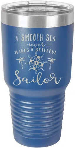 Miniatura 12 de Un mar suave nunca hace un sillón hábil grabado de 325 ml vaso de acero con recubrimiento de polvo grabado por láser taza de viaje de camello polar