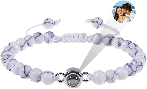 Lam Hub Fong Pulseras personalizadas con imagen en el interior para hombres, regalos de Navidad, pulsera de cuentas con foto para hombres, regalos