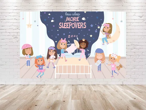 Fondo de fiesta de pijamas: pancarta de fiesta de pijama de 7 x 5 pies para decoración de cumpleaños de niñas y fondo de cabina de fotos