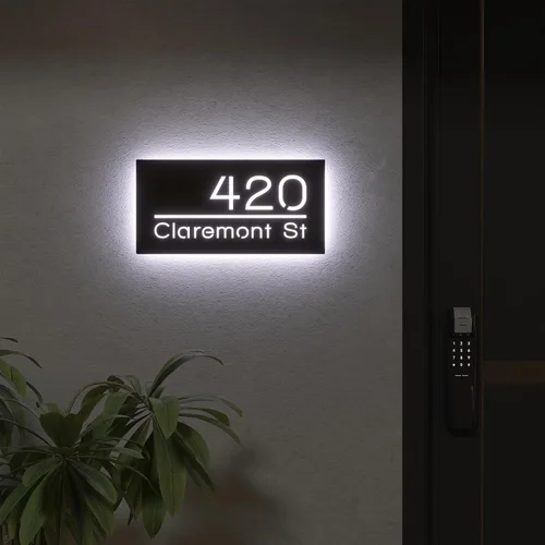Miniatura 6 de Números de Casa Retroiluminados de 12V para Casa, Números Iluminados Personalizados, Placa de Dirección Iluminada con LED (30X15CM, Luz Blanca)
