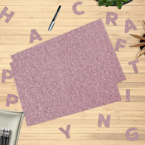 Miniatura 5 de SANZIX 25 hojas de papel de cartulina rosa con purpurina de 8.2 x 11.7 pulgadas, 110 libras, 300 GSM, papel pesado con purpurina rosa brillante