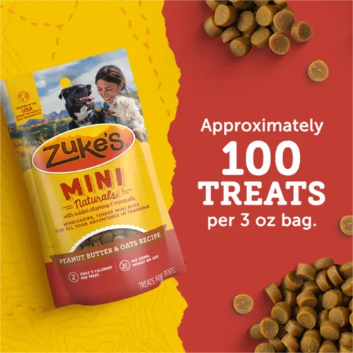 Miniatura 7 de Zuke's Mini Naturals Premios para entrenamiento de perros, masticables y suaves, con mantequilla de maní y avena.