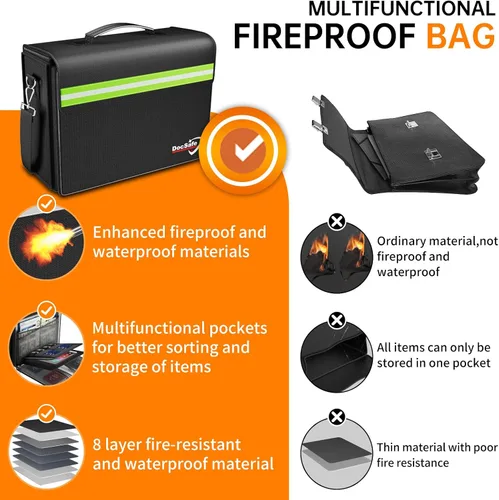 Miniatura 3 de DocSafe Bolsa de documentos grande ignífuga y resistente al agua de 5200°F con múltiples bolsillos, organizador de almacenamiento de archivos de 17