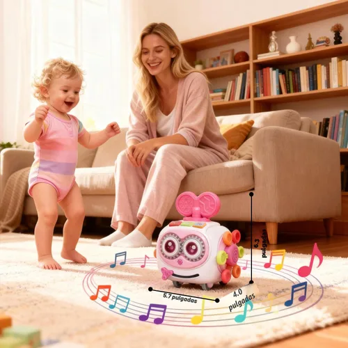 Miniatura 2 de Juguetes para niñas de 1 año, cubo musical ocupado para niños pequeños de 1 a 3 años, cubo de actividades Montessori 6 en 1 con luces y sonidos, Rosa