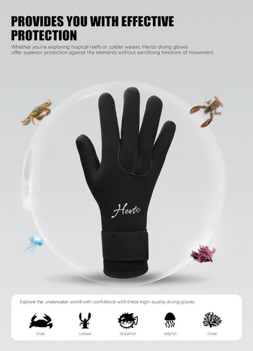 Miniatura 5 de Hevto Guantes de buceo de neopreno de 0.118 in GBS para hombres y mujeres, guantes de buceo impermeables para mantener el calor en agua fría