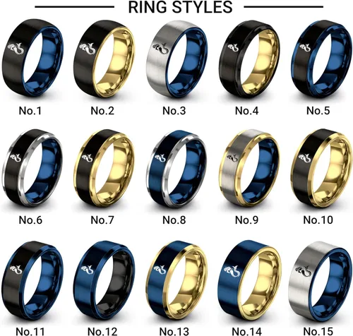 Miniatura 4 de Regalo para abanico de sirena Anillo de sirena pulido pulido aniversario de boda tungsteno oro amarillo negro plata azul 0.315 in Banda