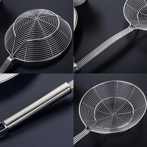 Miniatura 4 de Utensilios de cocina de acero inoxidable, espátula ranurada para pescado, cuchara, colador, filtro de agua, cucharón, cucharón, colador de araña