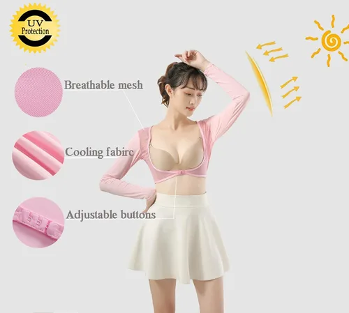 Miniatura 2 de Chal de enfriamiento de golf para mujer, mangas de protección solar para exteriores 2-Blanco