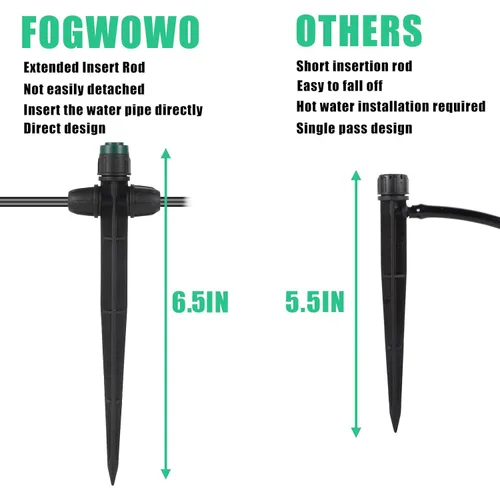 Miniatura 4 de Pulverizadores de emisores de riego por goteo para tubos de 1/4 pulgadas, rociador de flujo de agua ajustable de 360 grados en estaca de flecha