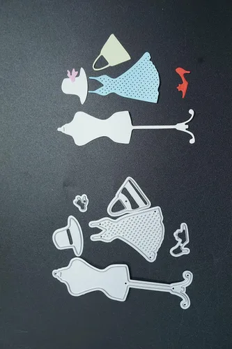 Miniatura 2 de Perchero de metal para ropa, troqueles de corte para vestidos, bolsa de tapa de falda, plantillas en relieve, molde de plantilla para álbumes de Niña