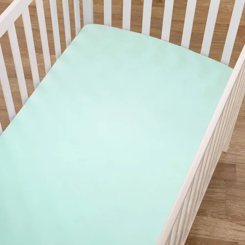 Miniatura 4 de TL Care Sábana bajera ajustable para cuna 100% algodón natural, de 52 x 28 pulgadas, suave, transpirable, hipoalergénica y suave, color aguamarina