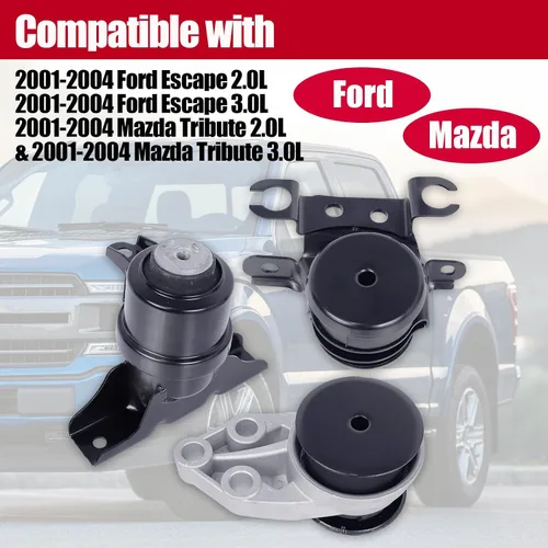 Miniatura 2 de Juego de Soporte de Motor del Motor y Soporte de Transmisión Compatible con Ford Escape 2.0L 3.0L 2001-2004, Mazda Tribute 2.0L 3.0L 2001-2004