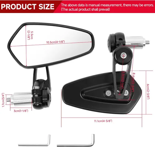 Miniatura 6 de Rich Choices Universal Espejos Retrovisores Negros para Motocicleta de 22mm 7/8'' de Extremo de Manillar GROM MSX125 CB500F Z125 pro Z650 Z750 Z800