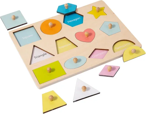 Miniatura 7 de Juguetes Montessori para bebés de 6 a 12 meses, rompecabezas con forma de madera para niños pequeños de 1 a 3 años, rompecabezas jumbo con perilla