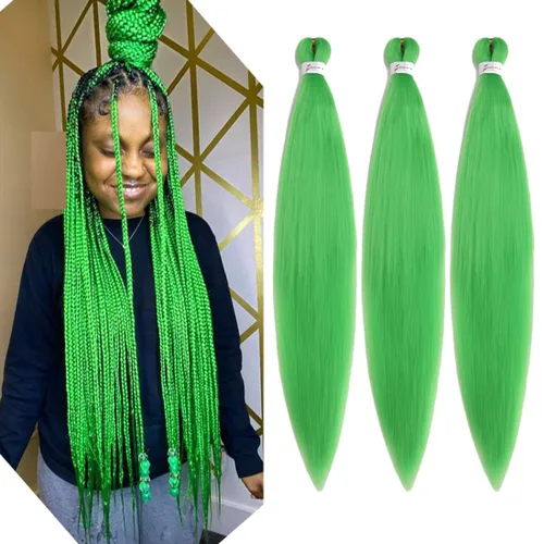 Miniatura 14 de Extensiones de cabello trenzado morado preestiradas, 20 pulgadas, 2 piezas de cabello sintético trenzado para niñas y mujeres, fiesta, disfraz