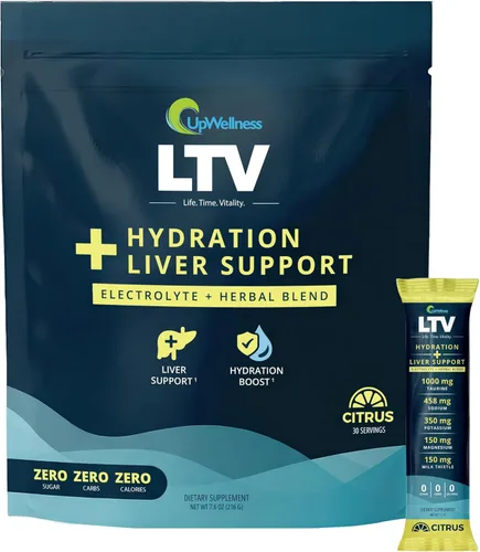UpWellness LTV Paquetes de Hidratación del Hígado - Paquetes de Polvo de Electrolitos para Hidratación Instantánea - Formulado por Médicos para el