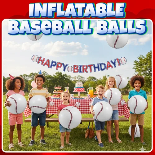Miniatura 7 de Pelotas inflables de playa de béisbol (paquete de 6) – Pelotas de playa duraderas de 16 pulgadas para niños, juguetes de piscina de verano