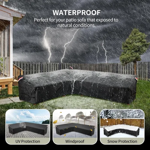 Miniatura 9 de KylinLucky Funda para muebles de patio al aire libre de 104 x 83 pulgadas, 103 x 80, 102 x 79 pulgadas, sofá modular en forma de L, impermeable