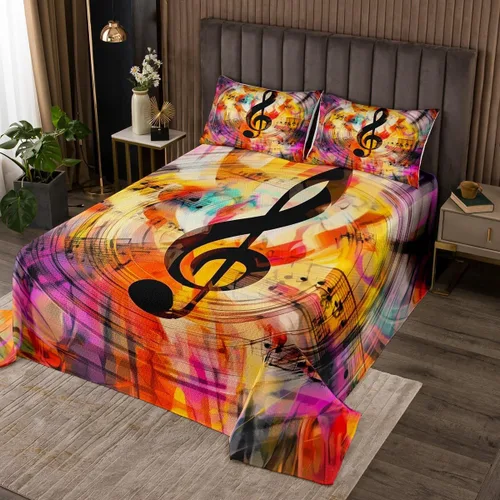 Miniatura 17 de Homewish Colcha de guitarra roja tamaño individual, juego de ropa de cama de música Hip Pop para decoración de habitación de niños y niñas, juego