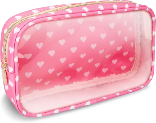 Miniatura 17 de izuzta Bolsa de maquillaje pequeña de nylon para bolso, linda bolsa de cosméticos con cremallera, bolsa de maquillaje preppy, Azul, Mini 2-Azul