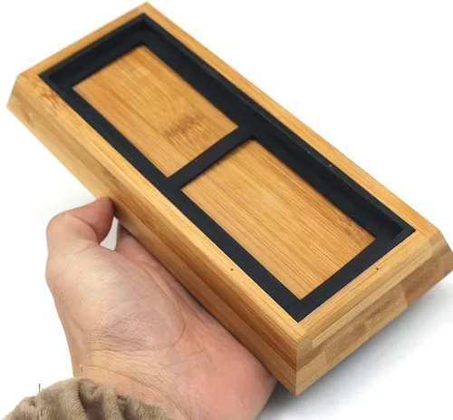 Miniatura 7 de Yardwe Soporte de piedra de afilar de bambú con base de goma antideslizante, ideal para afilar cuchillos de cocina en el hogar, 8.46 x 3.74 x 0.98