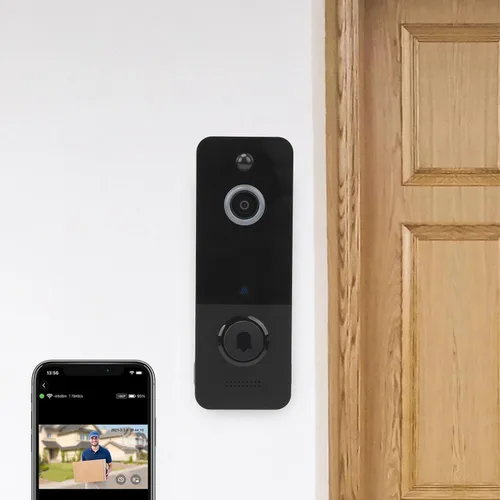 Miniatura 2 de Sanpyl Cámara de timbre de video, 1080P HD, audio de 2 vías, noche infrarroja, videollamadas remotas, cambiador de voz inteligente, lente gran