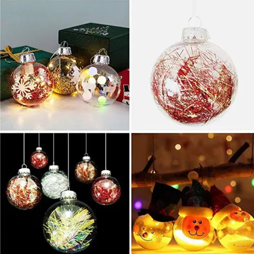 Miniatura 4 de 8 piezas Adornos de Bolas Transparentes de Plástico Rellenables para DIY - Adornos de Bolas de Navidad, 3.15 Pulgadas Tapa Desmontable Transparente