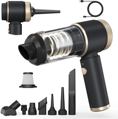 Aspiradora portátil inalámbrica para automóvil, 16000PA, limpiador de automóvil de mano de succión fuerte con filtros HEPA duales, luz LED, mini