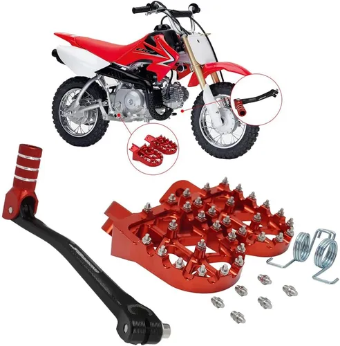 Miniatura 9 de JFG RACING Palanca de cambios plegable para motocicleta + estriberas para moto de cross CNC universal para 50cc - 125cc CRF CR XR RM KX KLX YZ TTR